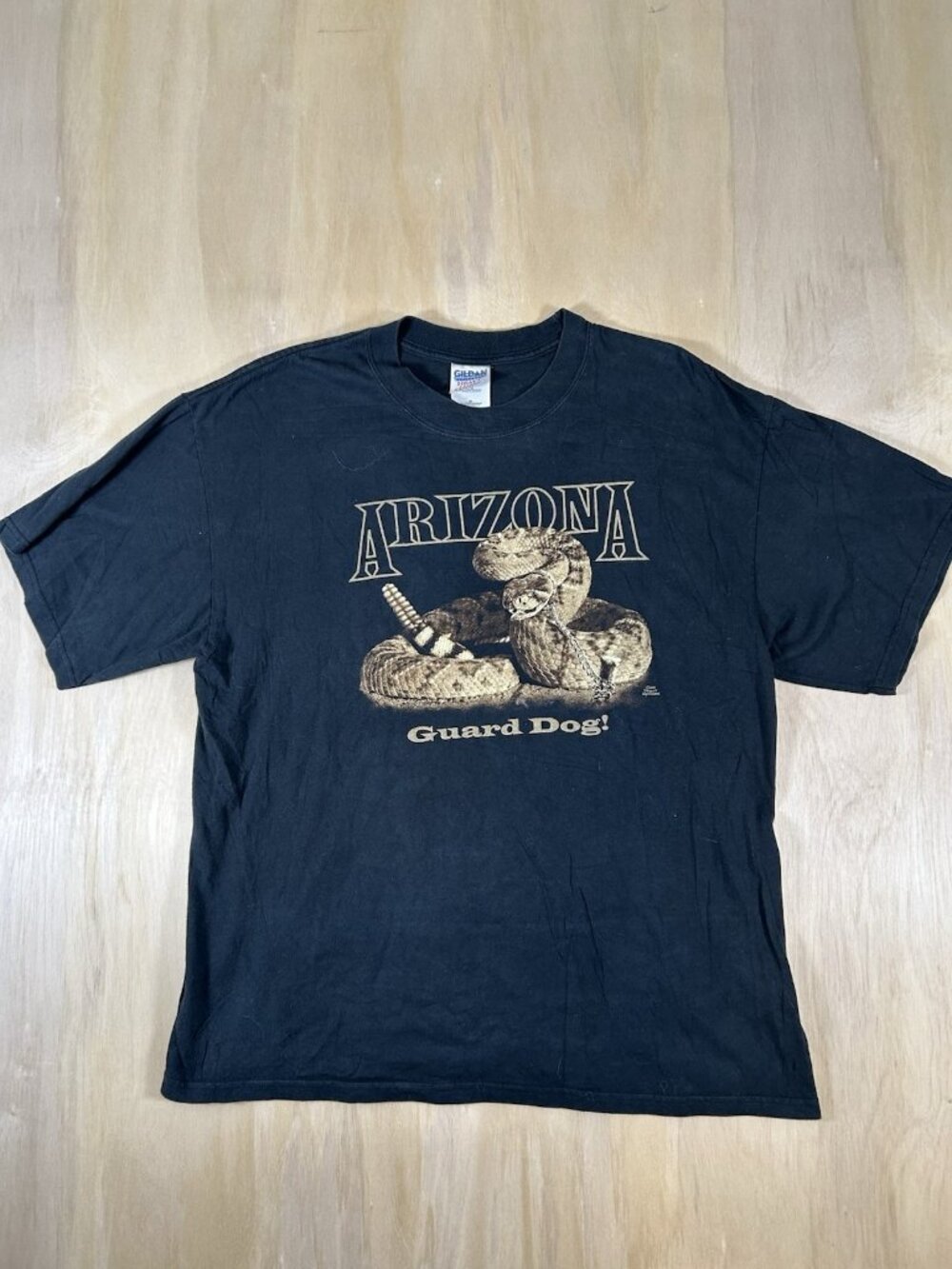 Vintage Arizona RATTLESNAKE “Guard Dog” T-shirt Mens Size XL Black Gildan